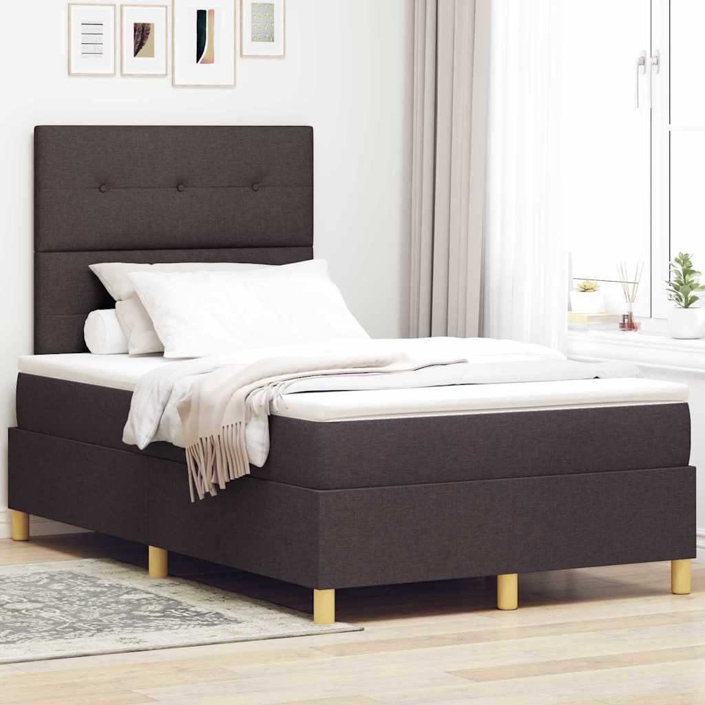 LED Box Spring Bed met hoofdeinde Donkerbruin 120 x 200 cm Stof