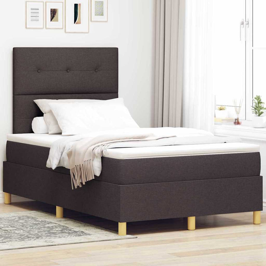 LED Box Spring Bed met hoofdeinde Donkerbruin 120 x 200 cm Stof