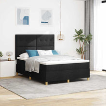 Boxspring bed met matras met hoofdeinde Zwart 140 x 190 cm Stof