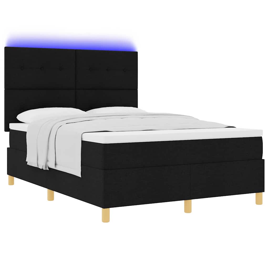 Boxspring bed met matras met hoofdeinde Zwart 140 x 190 cm Stof