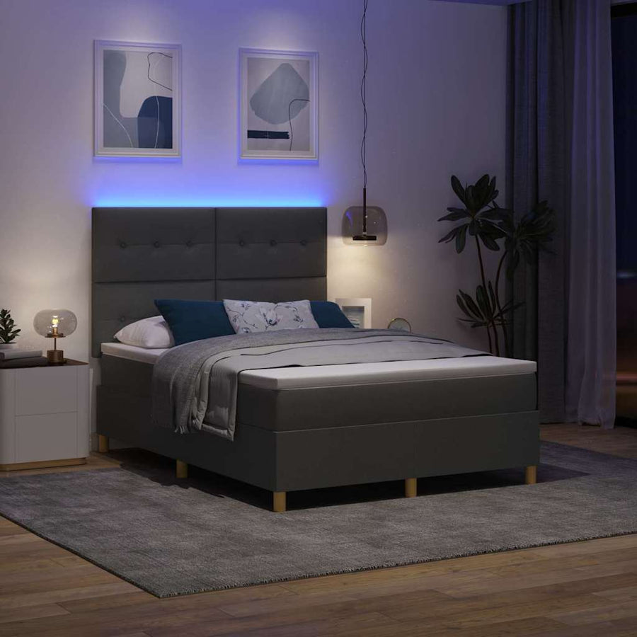 Boxspring bed met matras Donkergrijs 160 x 200 cm Stof