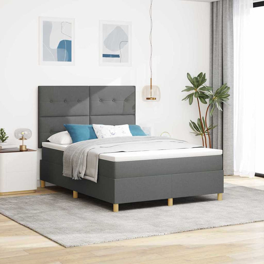 Boxspring bed met matras Donkergrijs 160 x 200 cm Stof