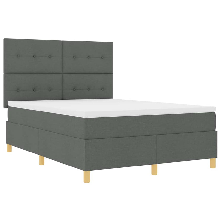 Boxspring bed met matras Donkergrijs 160 x 200 cm Stof