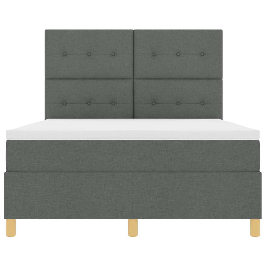 Boxspring bed met matras Donkergrijs 160 x 200 cm Stof