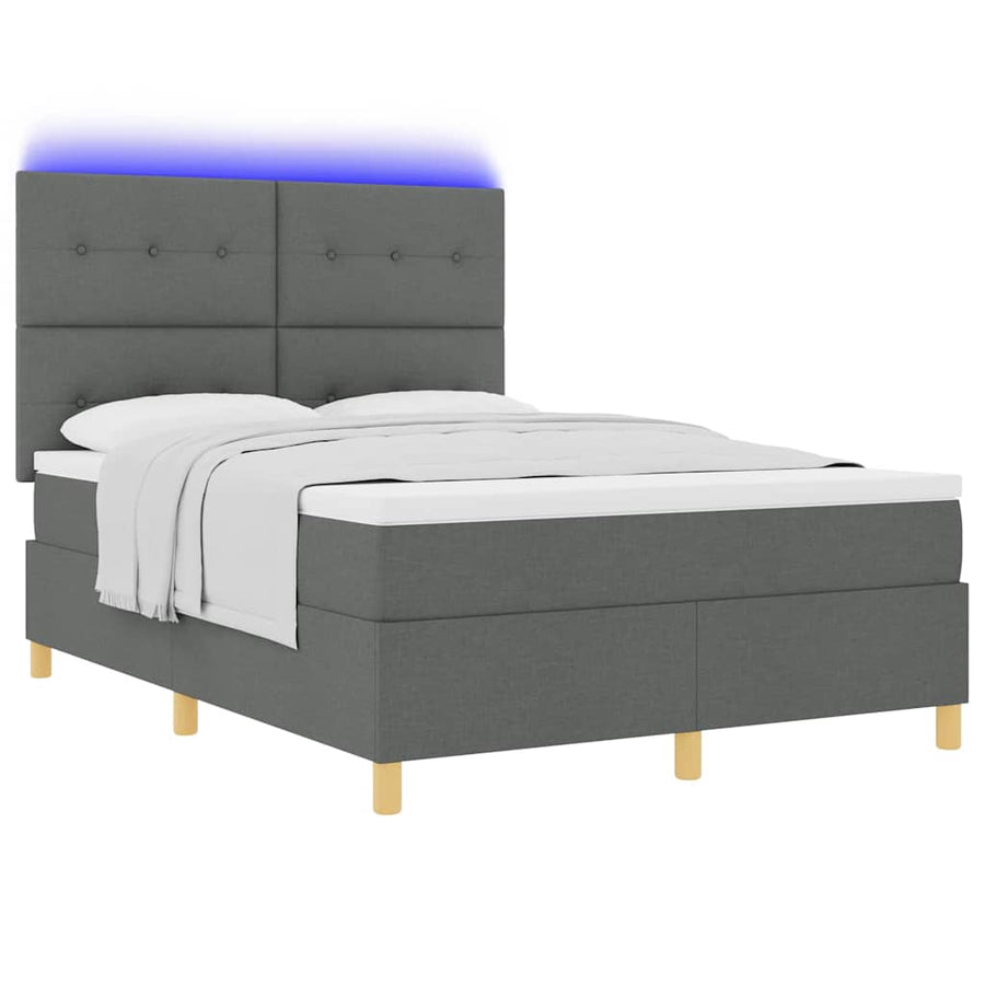 Boxspring bed met matras Donkergrijs 160 x 200 cm Stof