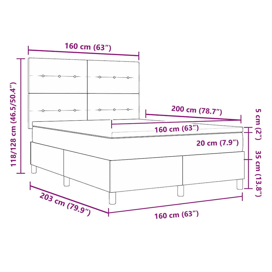 Boxspring bed met matras Donkergrijs 160 x 200 cm Stof