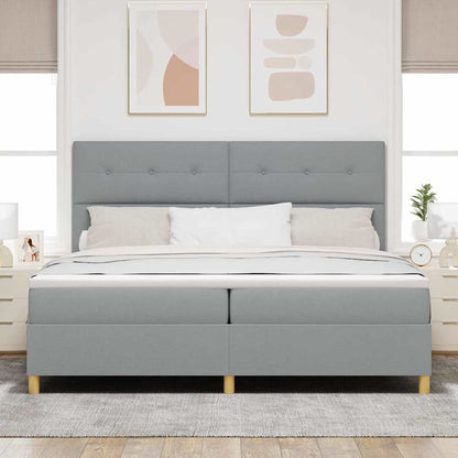 LED Box Spring Bed met hoofdeinde Lichtgrijs 200 x 200 cm Stof