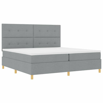 LED Box Spring Bed met hoofdeinde Lichtgrijs 200 x 200 cm Stof