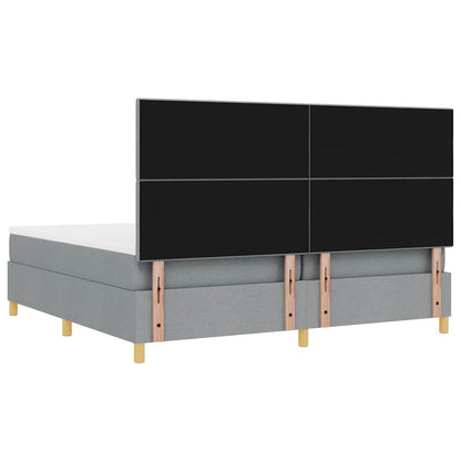 LED Box Spring Bed met hoofdeinde Lichtgrijs 200 x 200 cm Stof