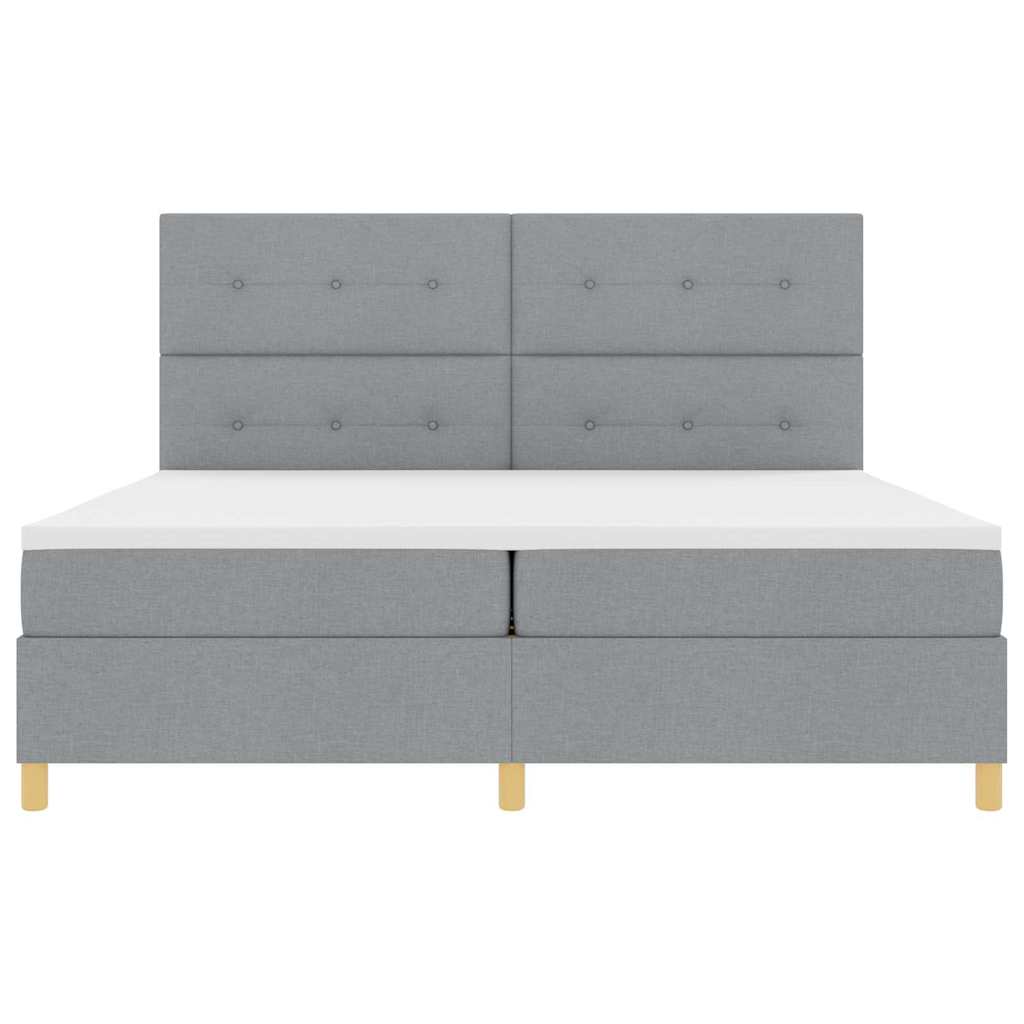 LED Box Spring Bed met hoofdeinde Lichtgrijs 200 x 200 cm Stof