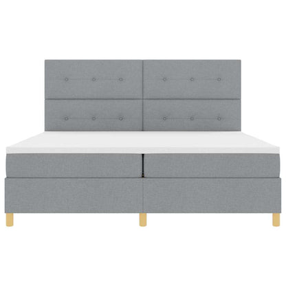 LED Box Spring Bed met hoofdeinde Lichtgrijs 200 x 200 cm Stof
