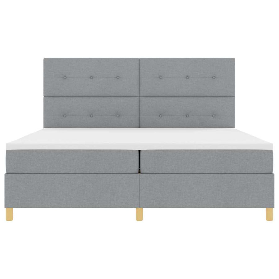 LED Box Spring Bed met hoofdeinde Lichtgrijs 200 x 200 cm Stof