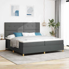 Boxspring bed 200x200 cm donkergrijs met LED hoofdeinde