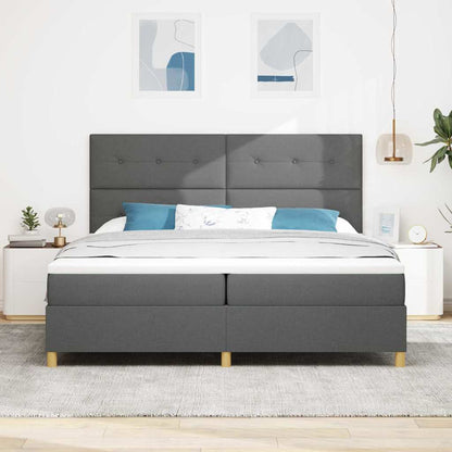 LED Box Spring Bed met hoofdeinde Donkergrijs 200 x 200 cm Stof