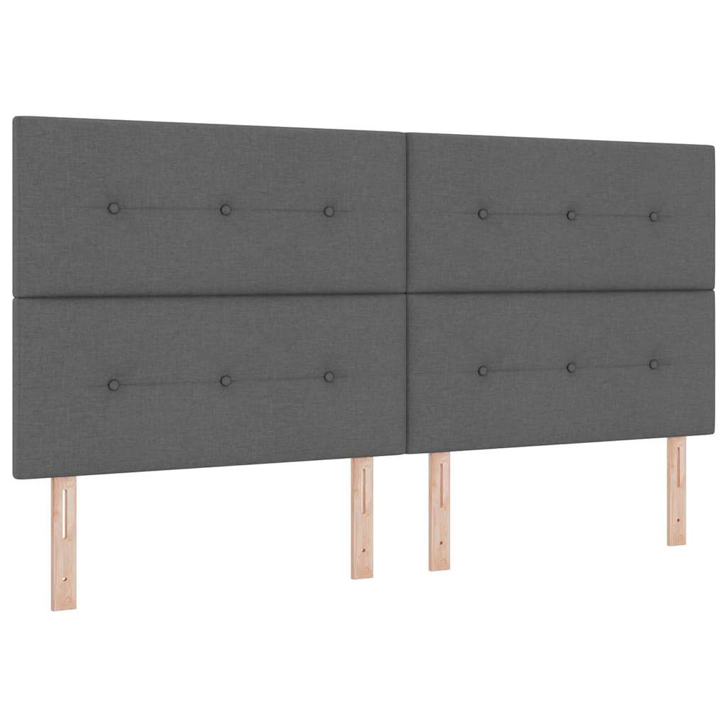 LED Box Spring Bed met hoofdeinde Donkergrijs 200 x 200 cm Stof