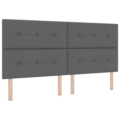 LED Box Spring Bed met hoofdeinde Donkergrijs 200 x 200 cm Stof