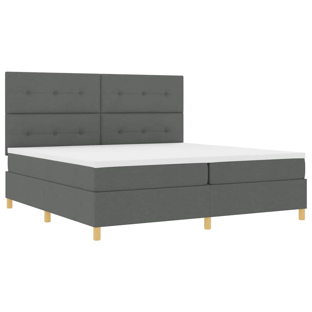 LED Box Spring Bed met hoofdeinde Donkergrijs 200 x 200 cm Stof