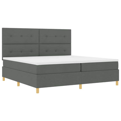 LED Box Spring Bed met hoofdeinde Donkergrijs 200 x 200 cm Stof