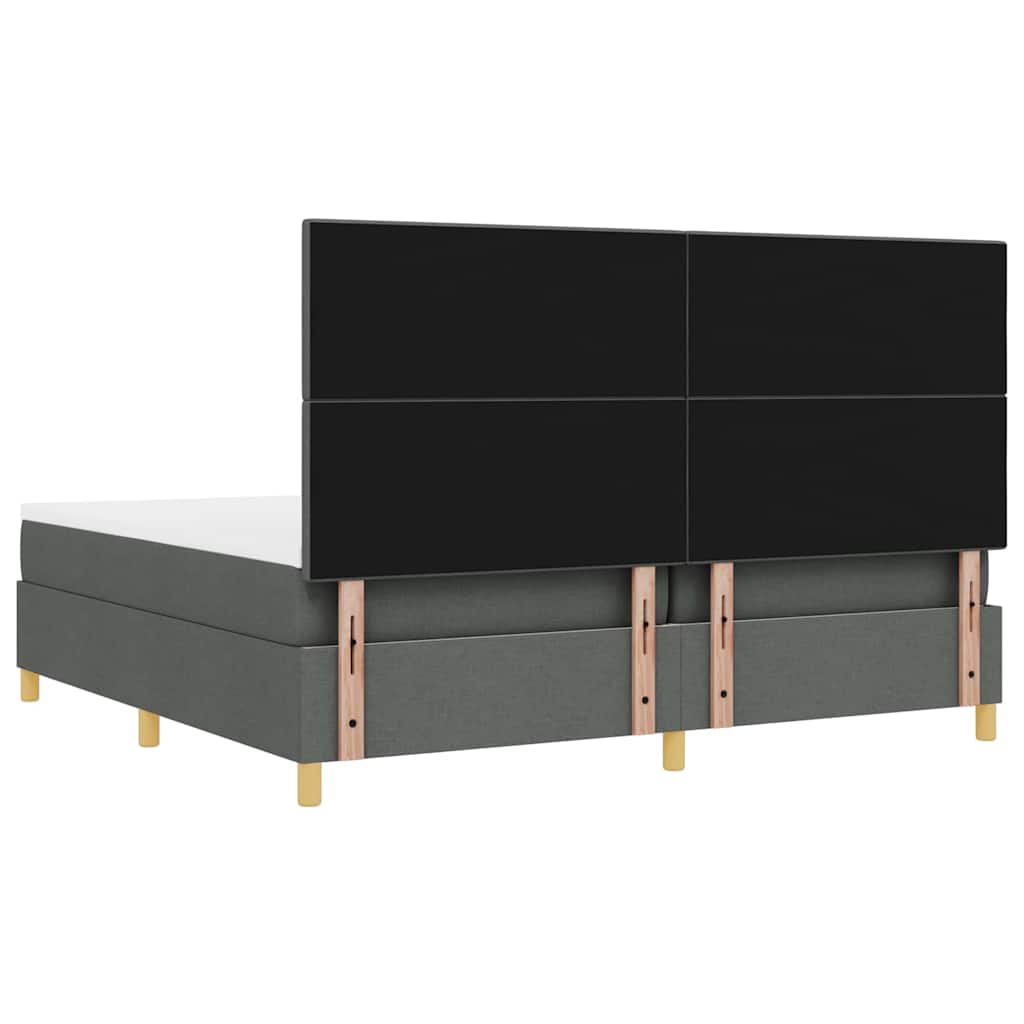 LED Box Spring Bed met hoofdeinde Donkergrijs 200 x 200 cm Stof