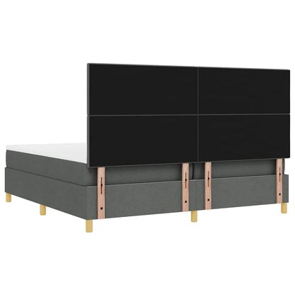 LED Box Spring Bed met hoofdeinde Donkergrijs 200 x 200 cm Stof