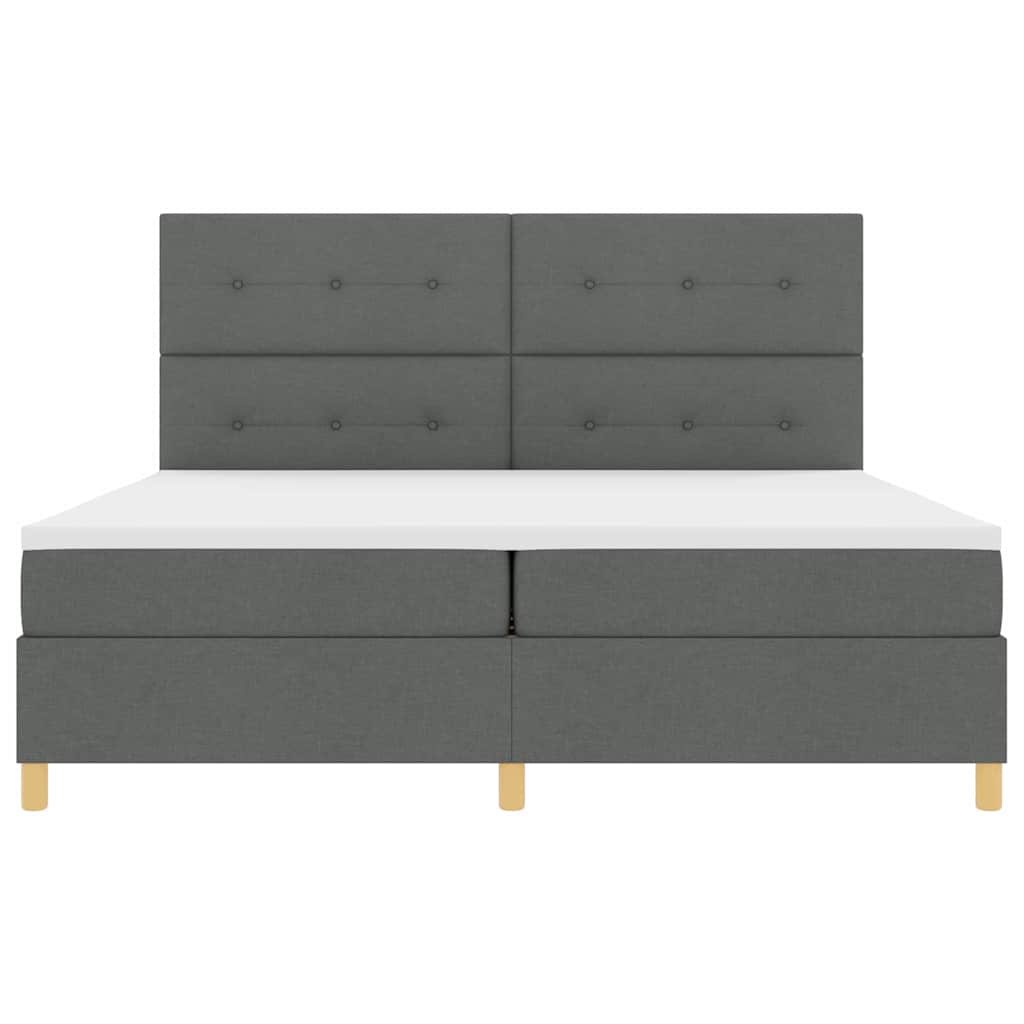 LED Box Spring Bed met hoofdeinde Donkergrijs 200 x 200 cm Stof