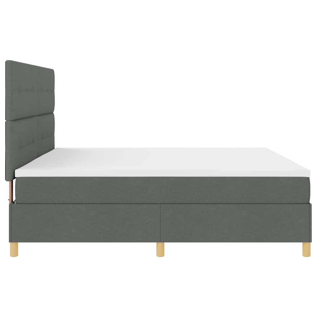 LED Box Spring Bed met hoofdeinde Donkergrijs 200 x 200 cm Stof