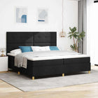 Boxspring bed 200x200 cm zwart met LED hoofdbord