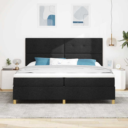 LED Box Spring Bed met hoofdeinde Zwart 200 x 200 cm Stof
