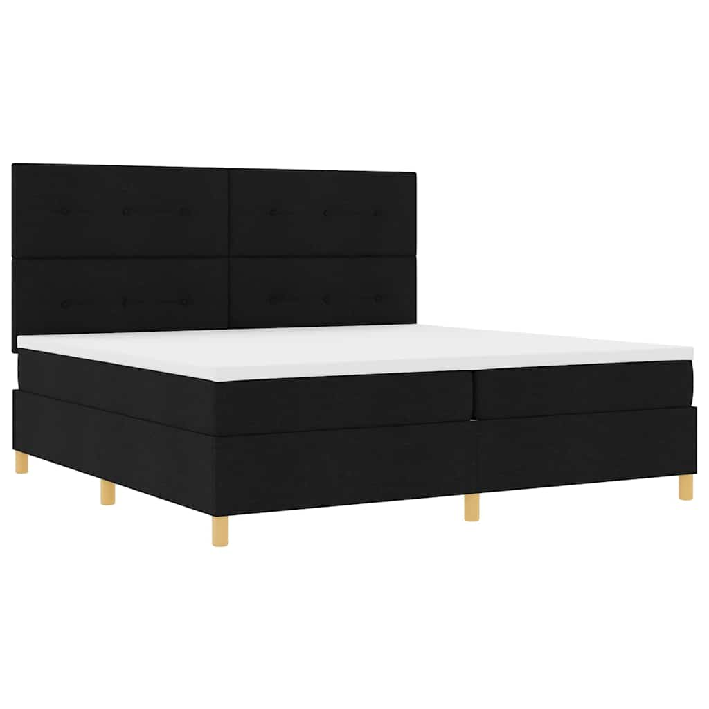 LED Box Spring Bed met hoofdeinde Zwart 200 x 200 cm Stof