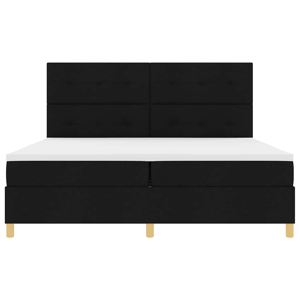 LED Box Spring Bed met hoofdeinde Zwart 200 x 200 cm Stof