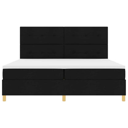 LED Box Spring Bed met hoofdeinde Zwart 200 x 200 cm Stof