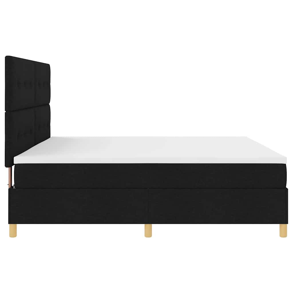LED Box Spring Bed met hoofdeinde Zwart 200 x 200 cm Stof