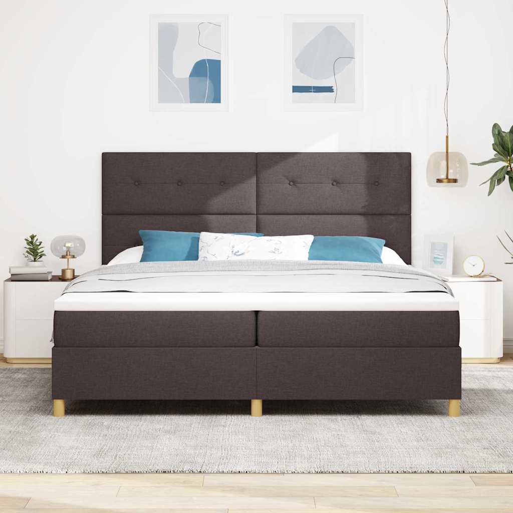 LED Box Spring Bed met hoofdeinde Donkerbruin 200 x 200 cm Stof