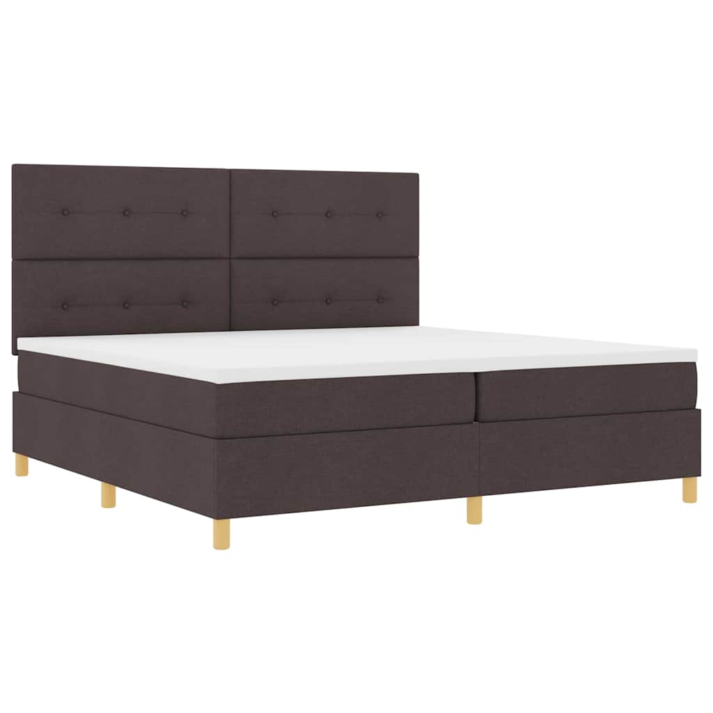 LED Box Spring Bed met hoofdeinde Donkerbruin 200 x 200 cm Stof