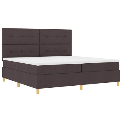 LED Box Spring Bed met hoofdeinde Donkerbruin 200 x 200 cm Stof