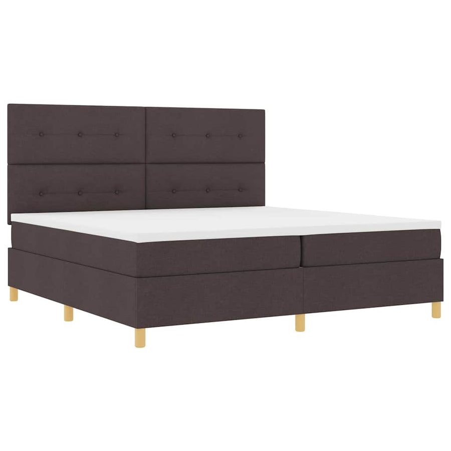 LED Box Spring Bed met hoofdeinde Donkerbruin 200 x 200 cm Stof