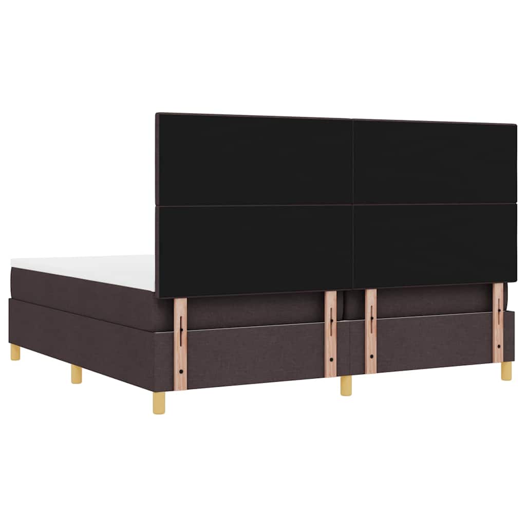 LED Box Spring Bed met hoofdeinde Donkerbruin 200 x 200 cm Stof