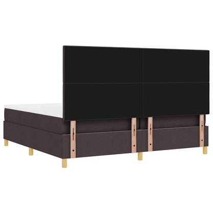LED Box Spring Bed met hoofdeinde Donkerbruin 200 x 200 cm Stof