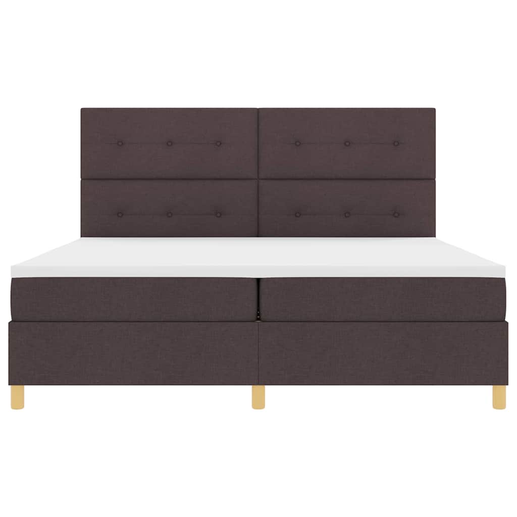 LED Box Spring Bed met hoofdeinde Donkerbruin 200 x 200 cm Stof