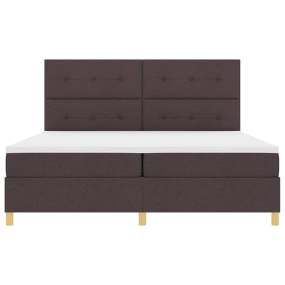 LED Box Spring Bed met hoofdeinde Donkerbruin 200 x 200 cm Stof