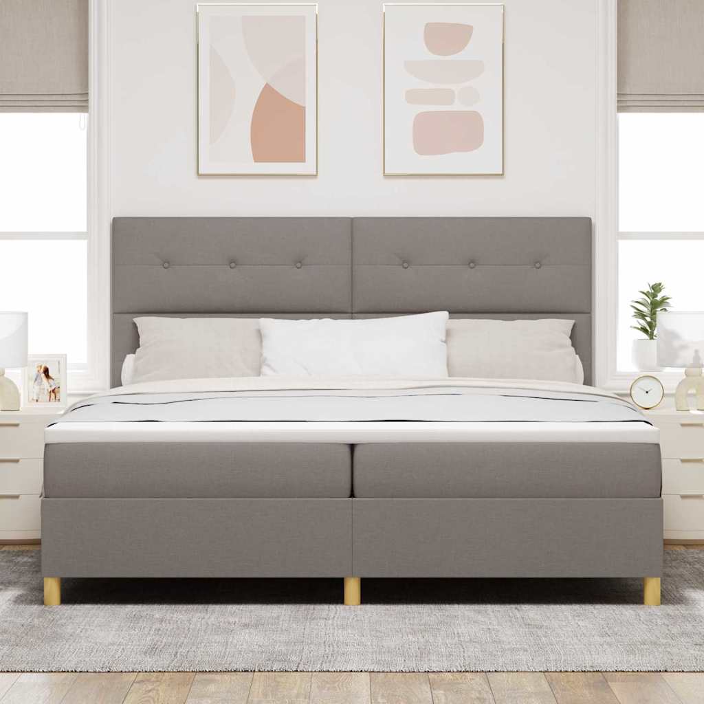 LED Box Spring Bed met hoofdeinde Taupe 200 x 200 cm Stof