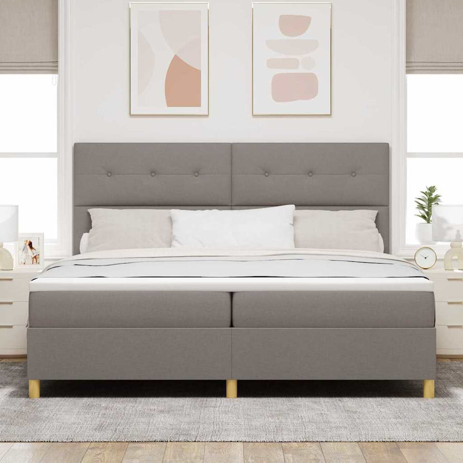 LED Box Spring Bed met hoofdeinde Taupe 200 x 200 cm Stof