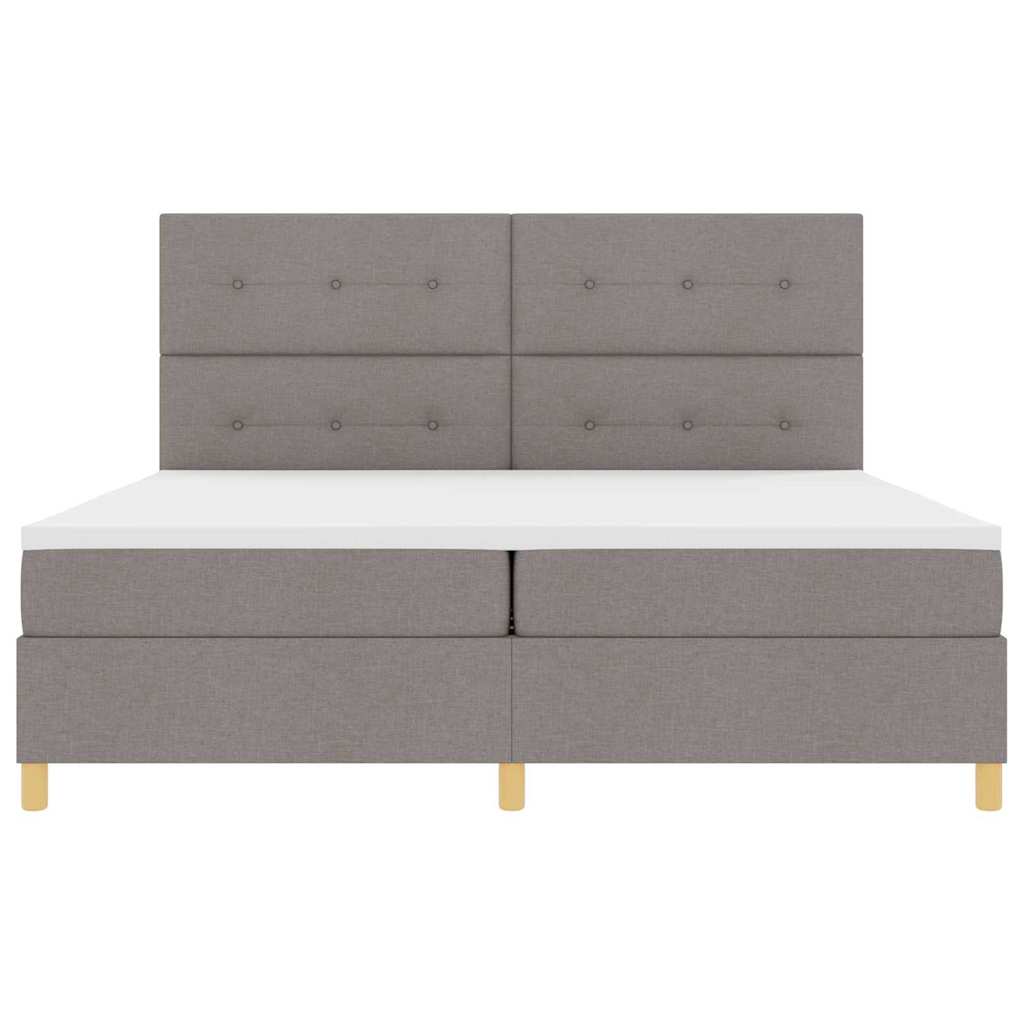 LED Box Spring Bed met hoofdeinde Taupe 200 x 200 cm Stof
