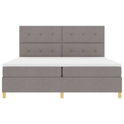 LED Box Spring Bed met hoofdeinde Taupe 200 x 200 cm Stof