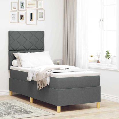 LED Box Spring Bed met matras Donkergrijs 80 x 200 cm Stof