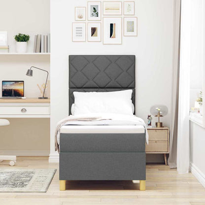 LED Box Spring Bed met matras Donkergrijs 80 x 200 cm Stof
