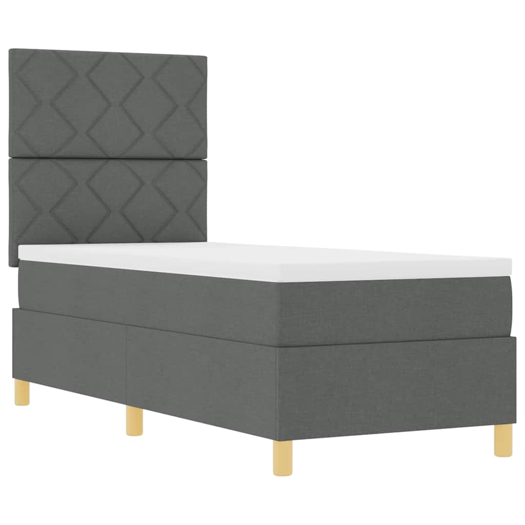 LED Box Spring Bed met matras Donkergrijs 80 x 200 cm Stof