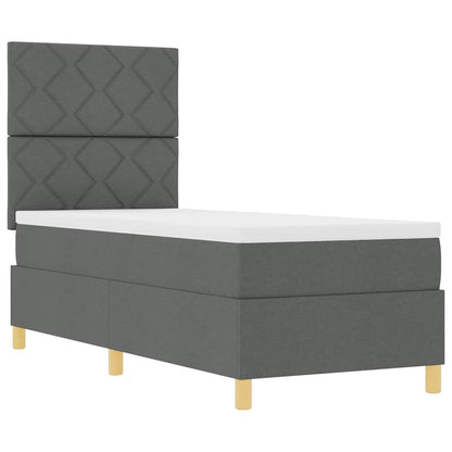 LED Box Spring Bed met matras Donkergrijs 80 x 200 cm Stof