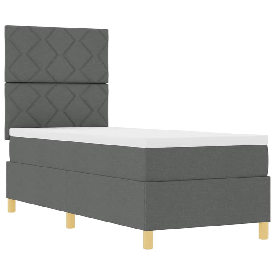 LED Box Spring Bed met matras Donkergrijs 80 x 200 cm Stof