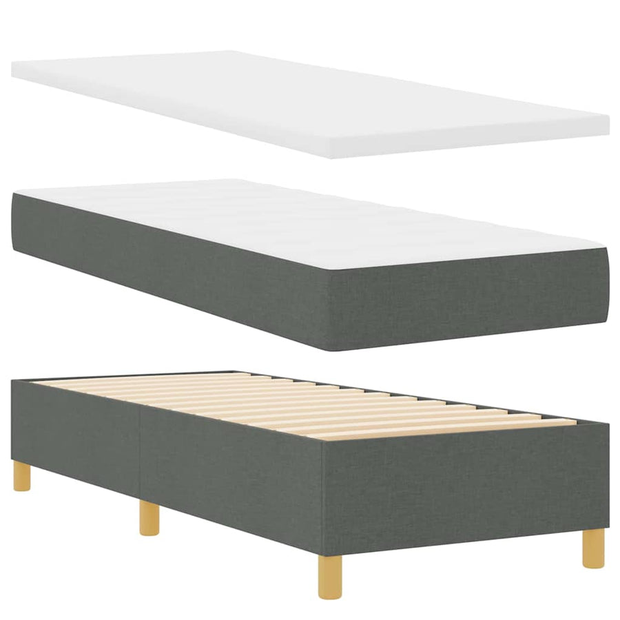 LED Box Spring Bed met matras Donkergrijs 80 x 200 cm Stof